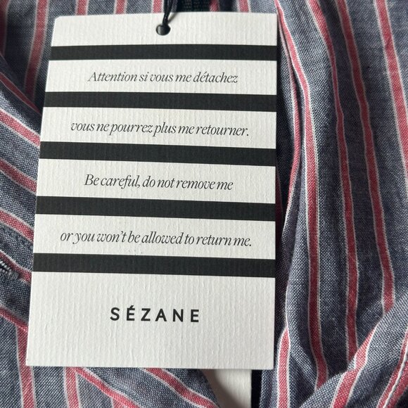 Sézane Lexia Dress in striped écru, red, and blue ~ size FR40, NWT! - Picture 5 of 8